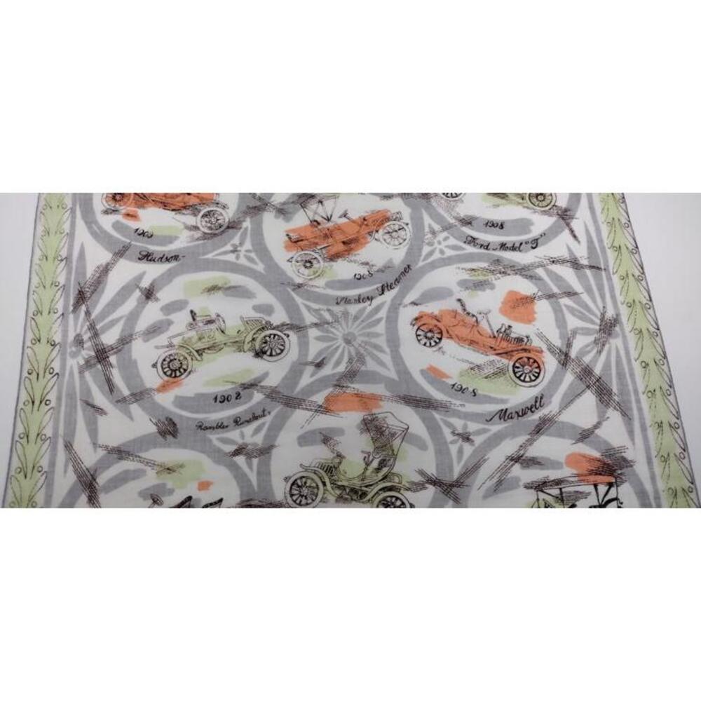 Men's 1940s Buick Handkerchief Scarf Jadeite Antique Automobile Fine Thin Cotton